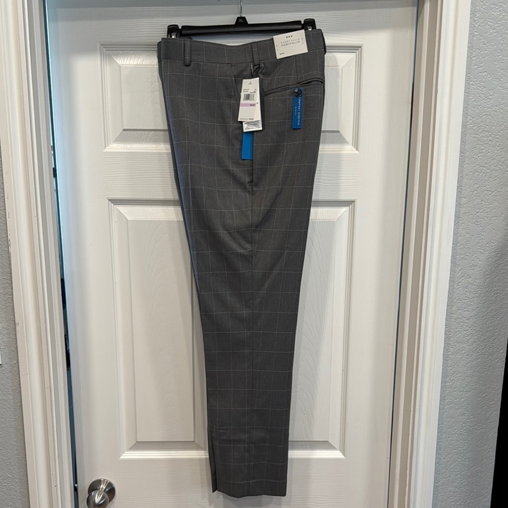 Gray Plaid Men's Dress Pants